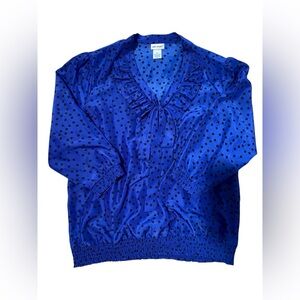 Vintage Blue Polka Dot Blouse